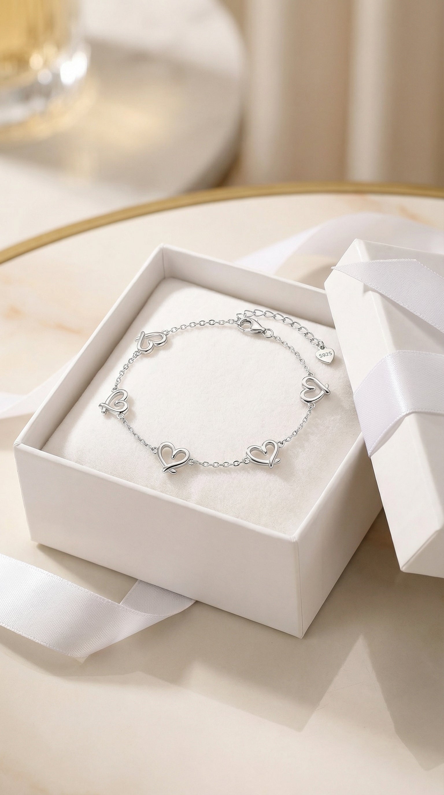 Linked Hearts Silver Bracelet