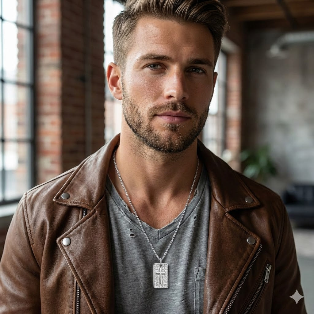 Béra&Co. Sterling Silver Pavé Cross Tag Necklace