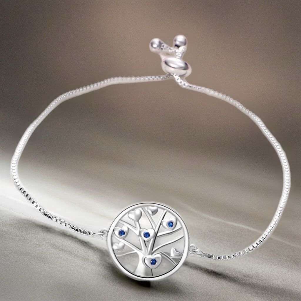 Tree of Life Bracelet with Blue Gemstone Accents