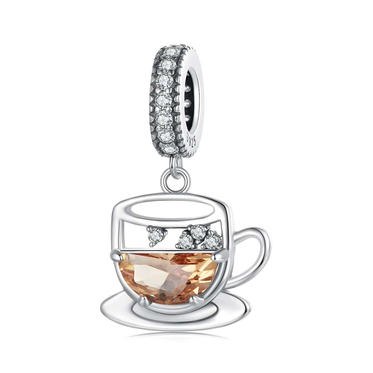 Amber Coffee Cup & Saucer Dangle Charm