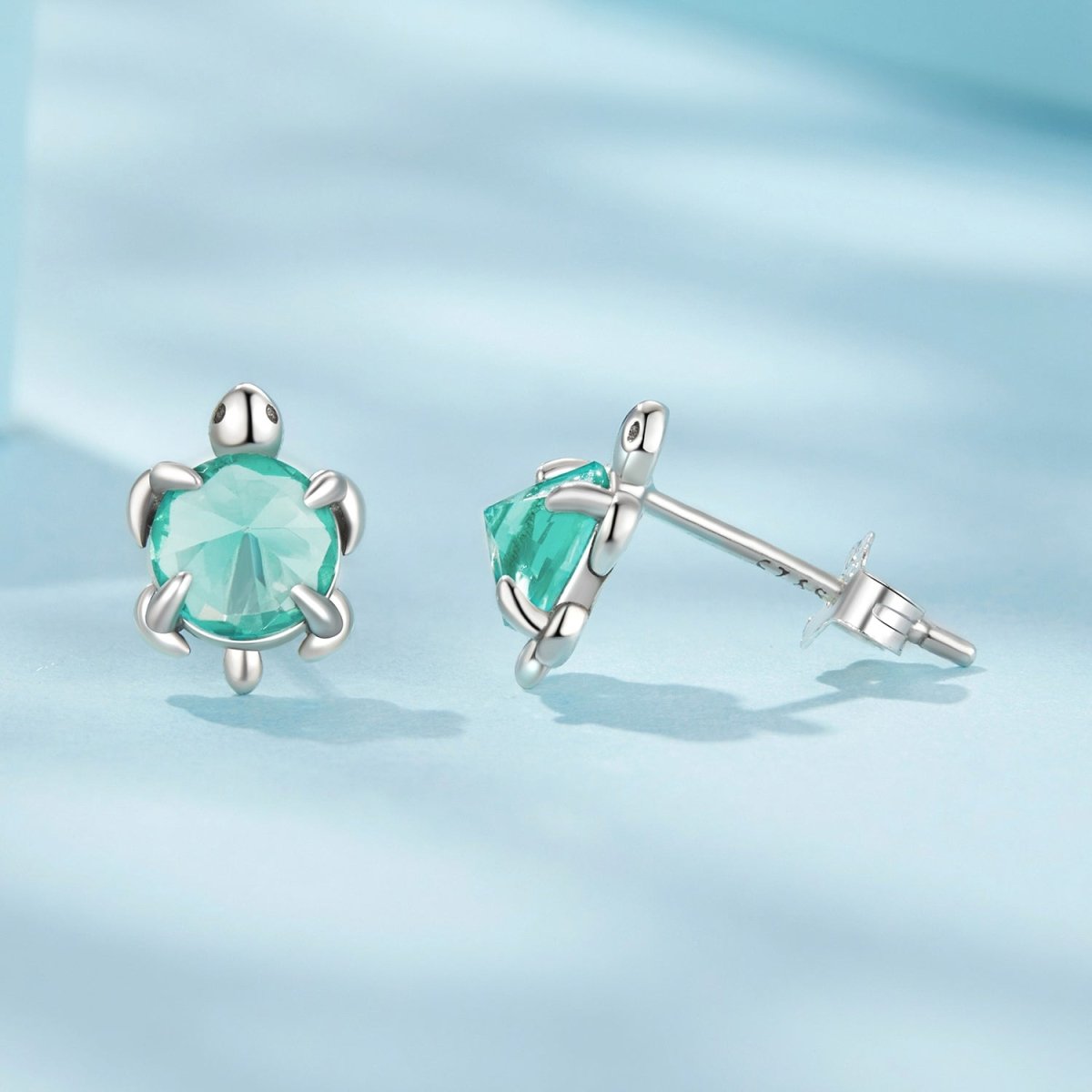 Aqua Sea Turtle Stud Earrings