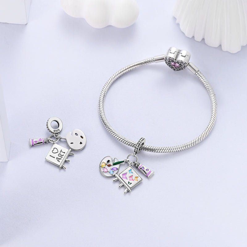 Artist's Palette & Easel Dangle Charm