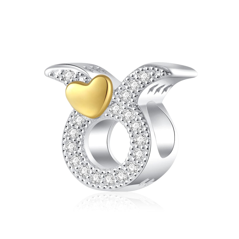 Gold Heart & Pavé Crystals Astrology Signs Zodiac Constellation Charms