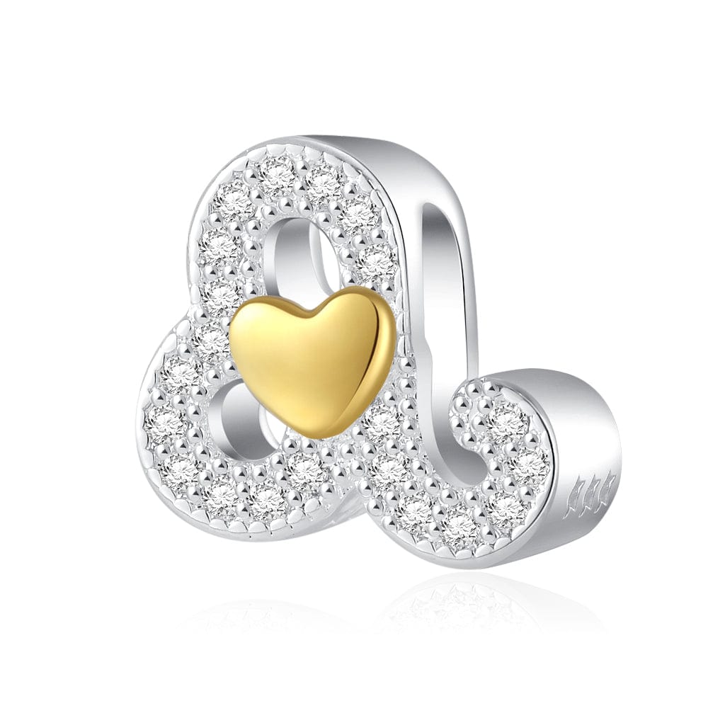 Gold Heart & Pavé Crystals Astrology Signs Zodiac Constellation Charms