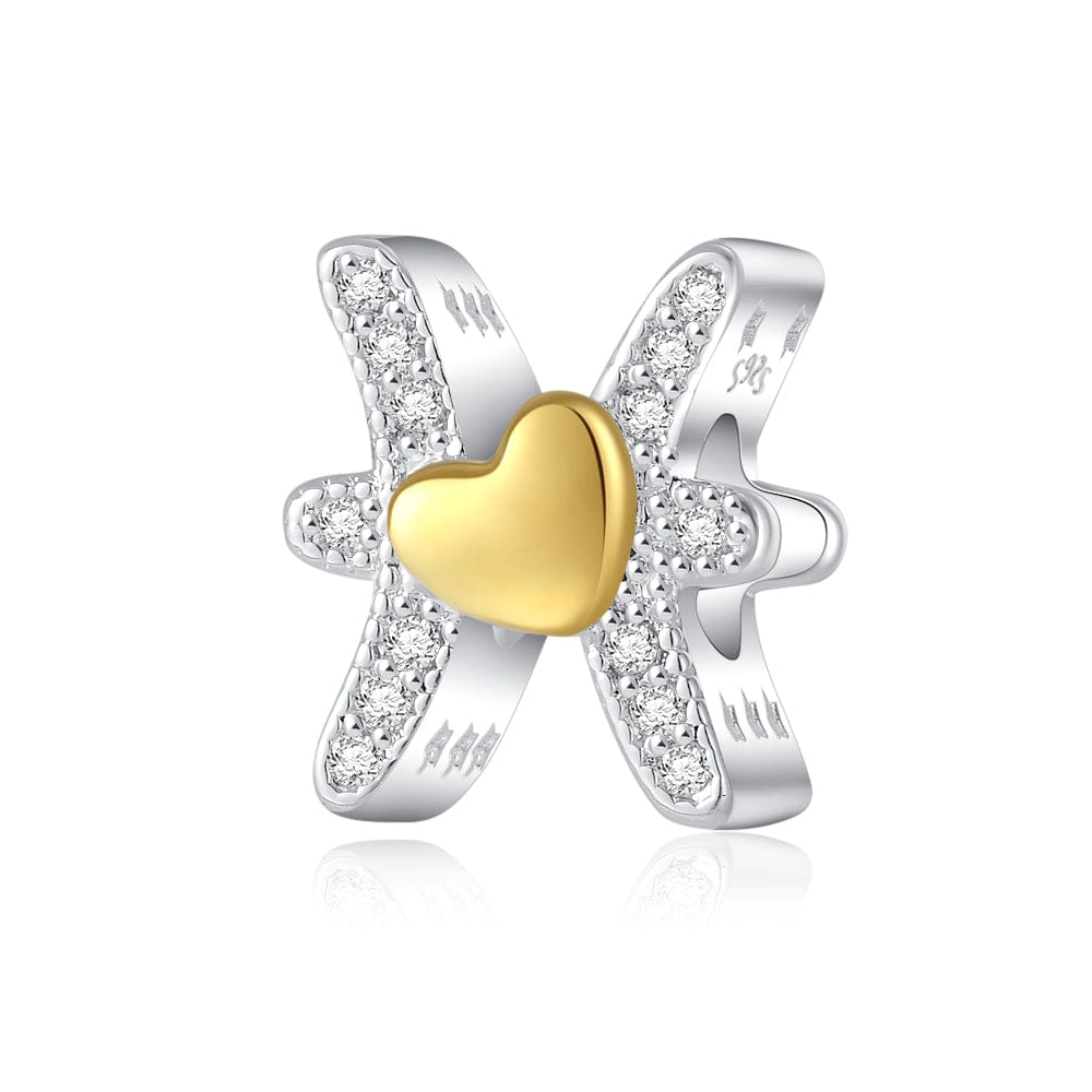 Gold Heart & Pavé Crystals Astrology Signs Zodiac Constellation Charms