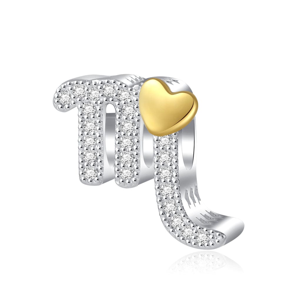 Gold Heart & Pavé Crystals Astrology Signs Zodiac Constellation Charms