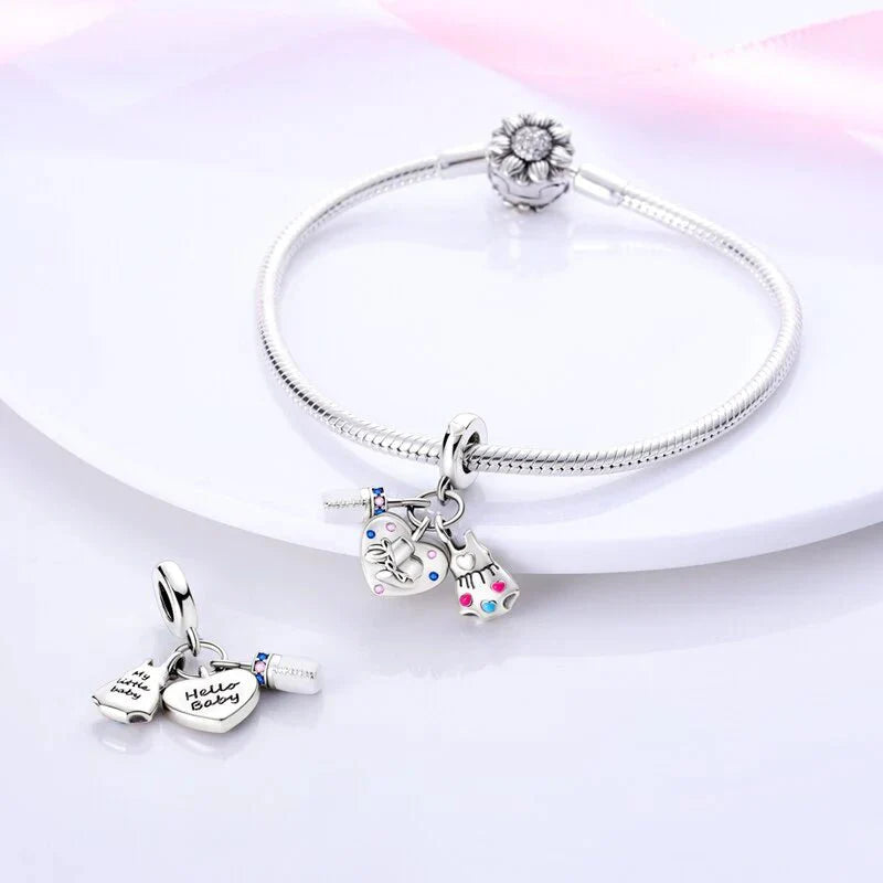 Baby Bottle and Shoes Dangle Charm