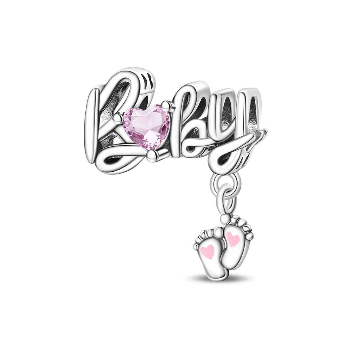 Baby Feet with Heart Dangle Charm
