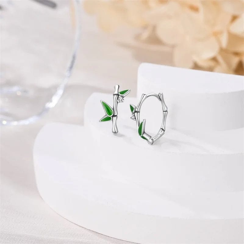 Bamboo Leaf Hoop Earrings