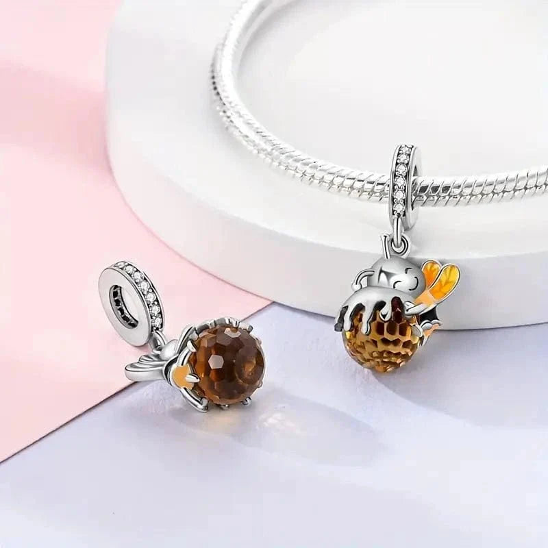Bee Hugging Honey Dangle Charm