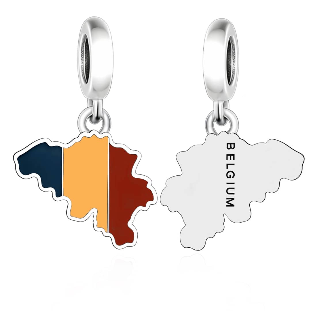 Belgium Map Flag Dangle Charm