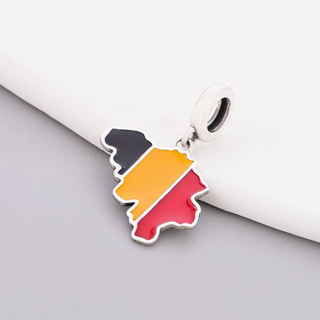 Belgium Map Flag Dangle Charm