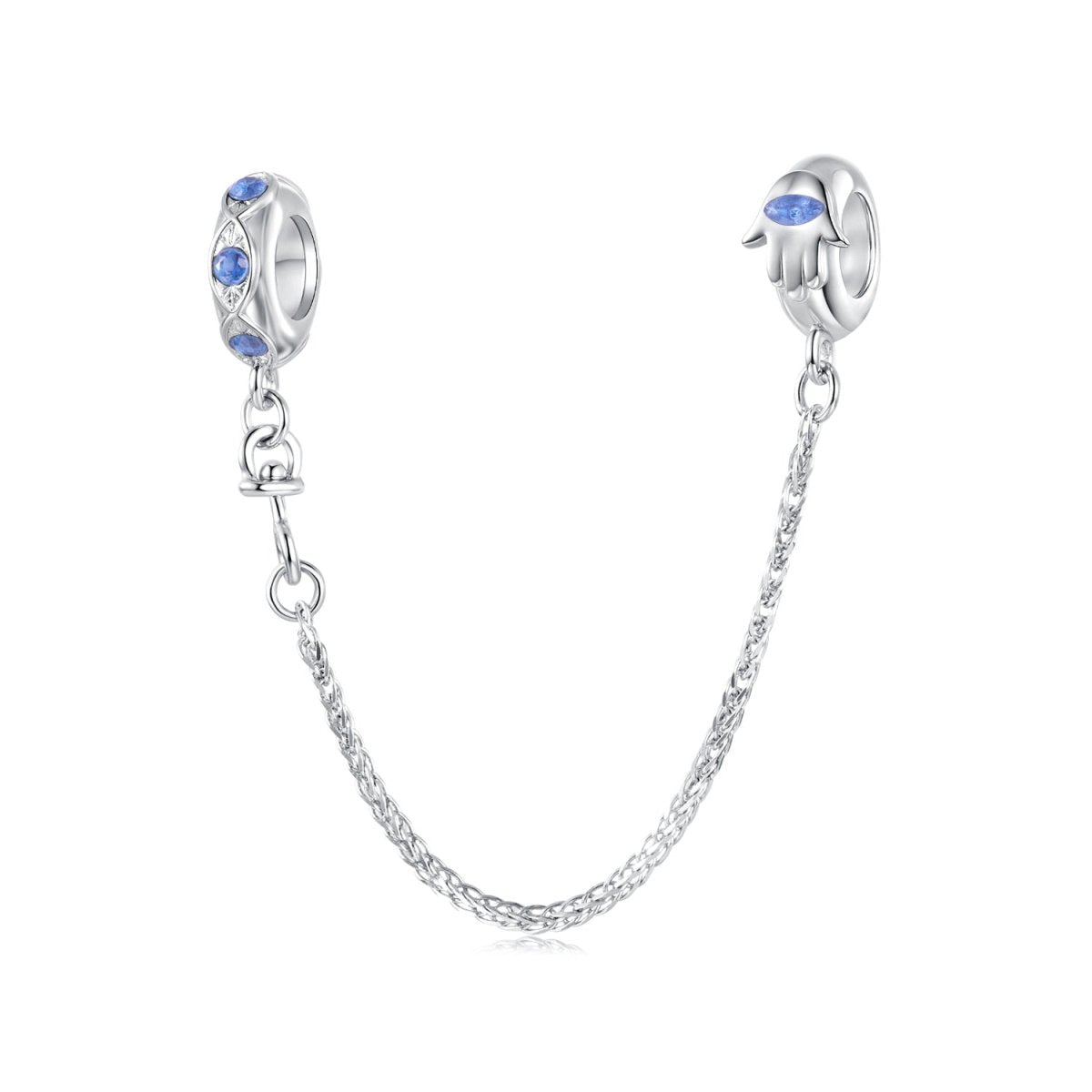 Blue Harmony Hamsa Safety Chain Charm