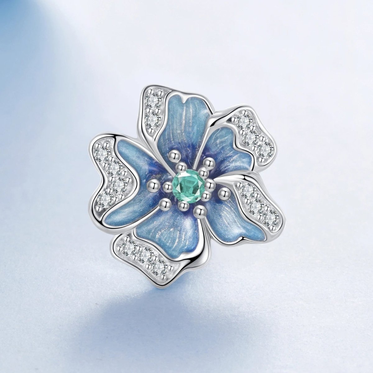 Blue Pansy Flower Charm
