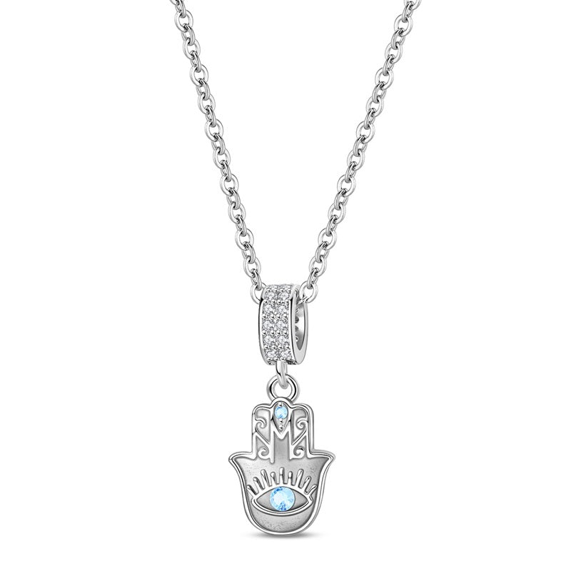 Blue Stone Hamsa Hand Necklace