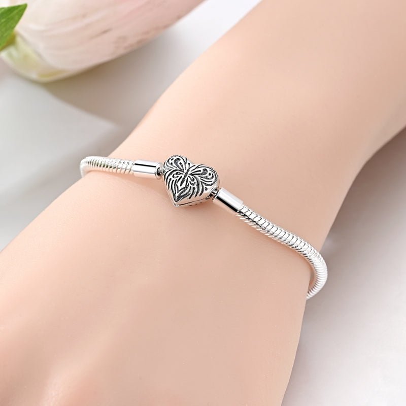 Butterfly Heart Snake Chain Bracelet