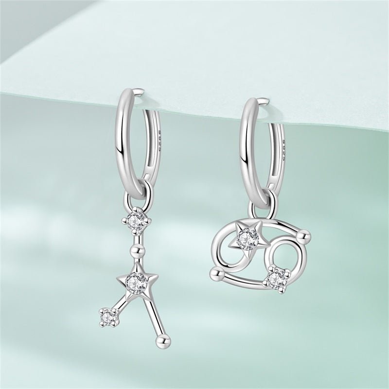 Cancer Constellation Zodiac Hoop Earrings