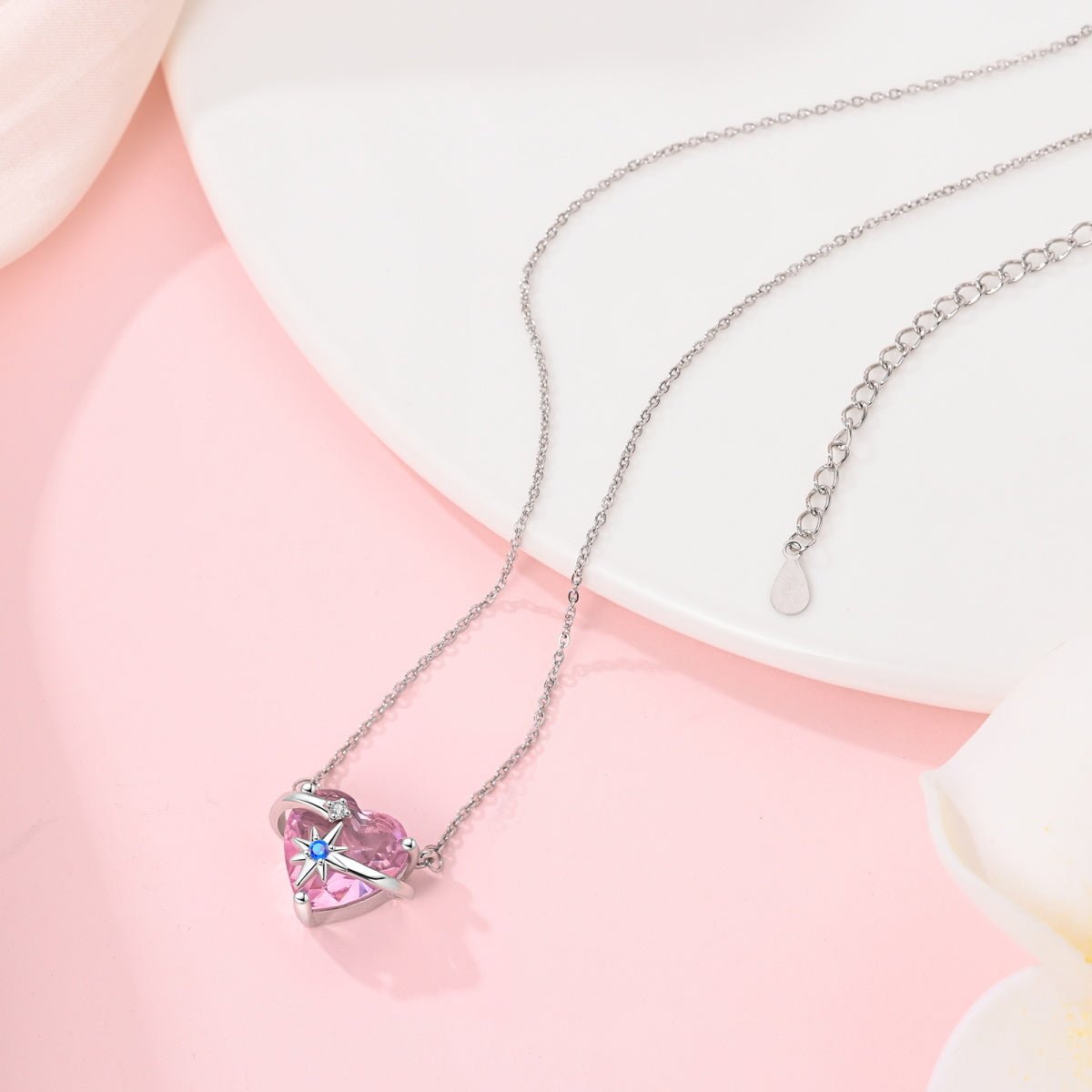 Celestial Orbit Pink Heart Necklace