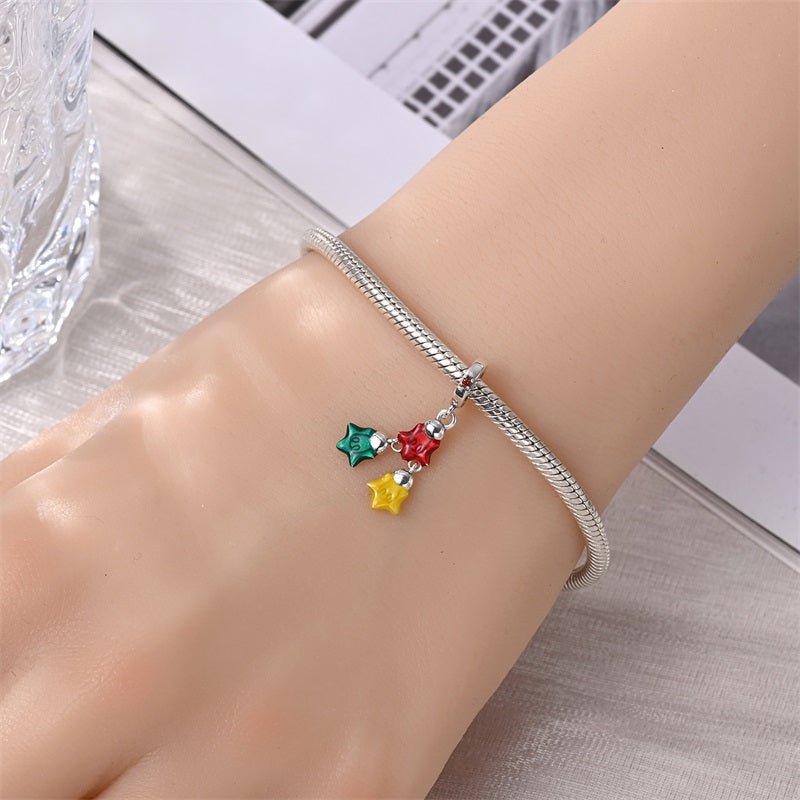 Colorful Christmas Star Trio Dangle Charm