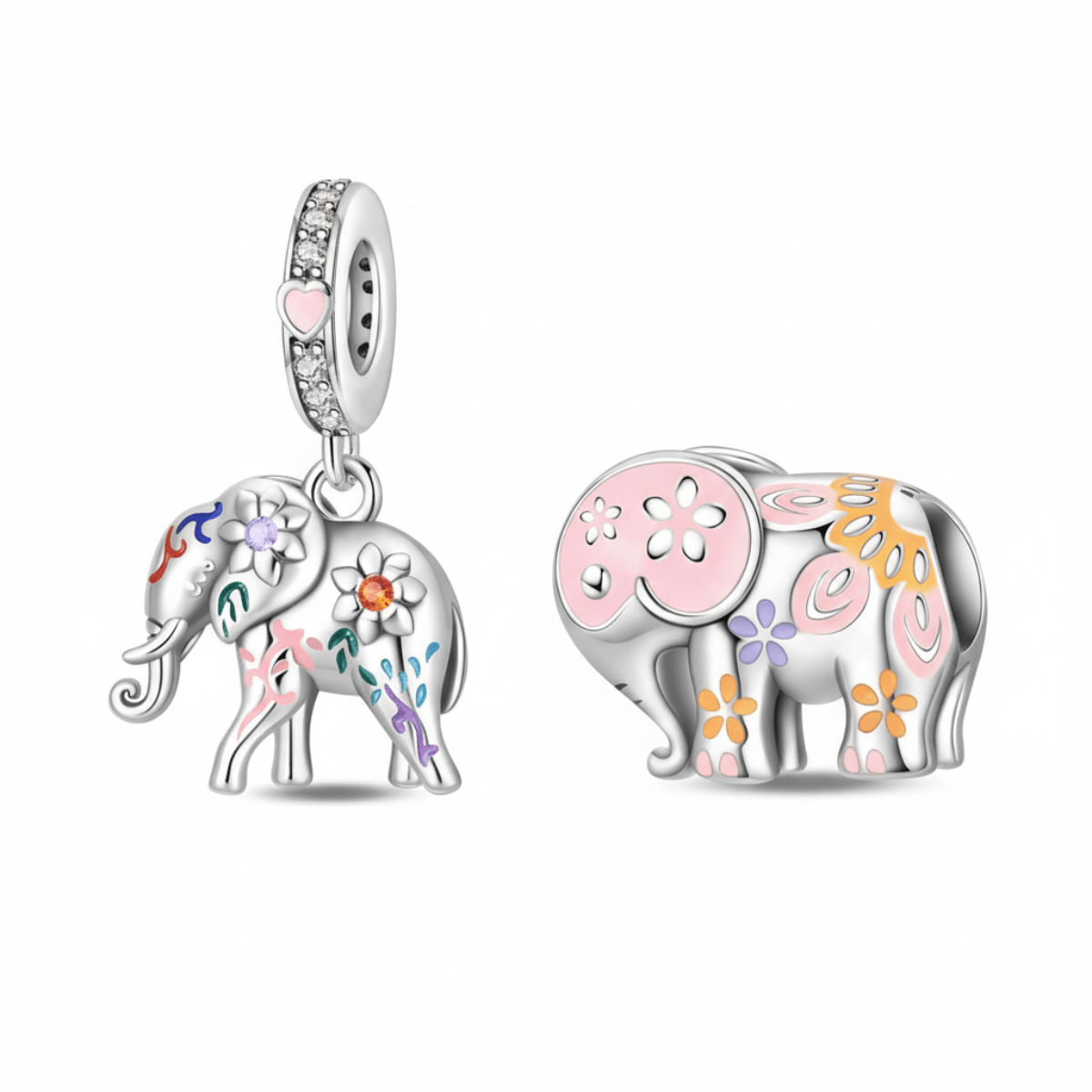 Colorful Elephant Charm Duo