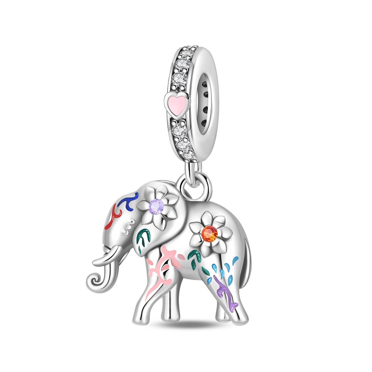 Colorful Elephant Charm Duo