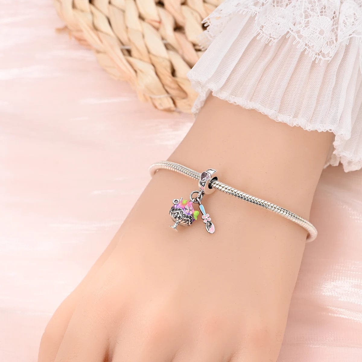Colorful Sundae and Spoon Dangle Charm