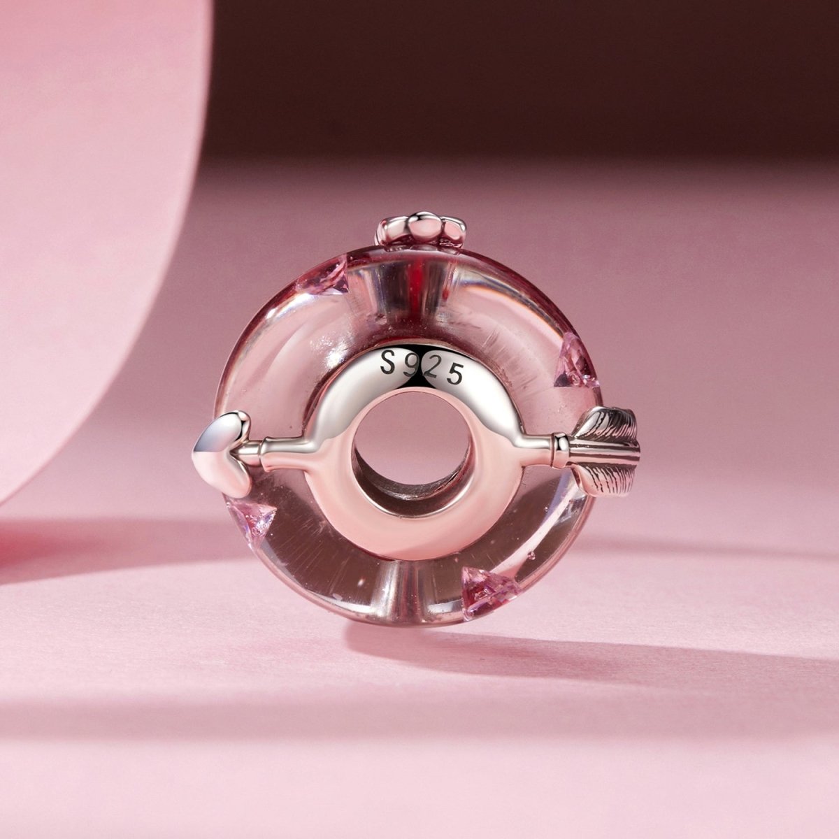 Cupid’s Arrow Red Heart Glass Charm