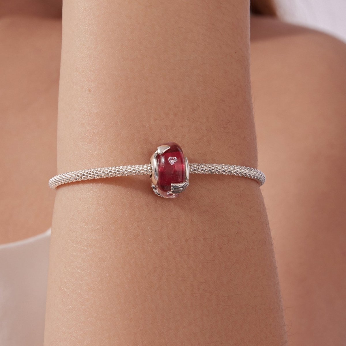 Cupid’s Arrow Red Heart Glass Charm