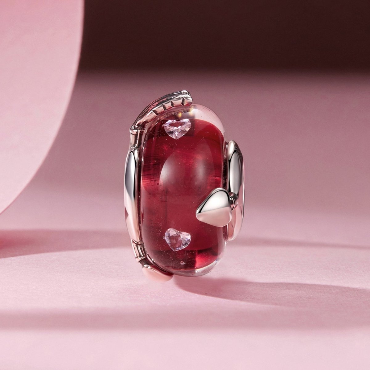 Cupid’s Arrow Red Heart Glass Charm