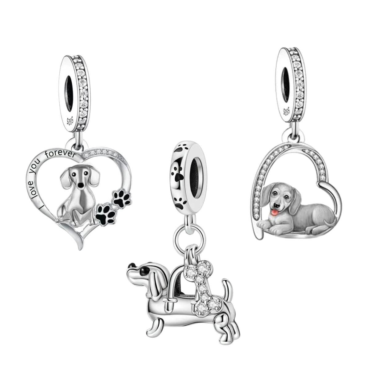 Dachshund Love Trio Dangle Charm Set