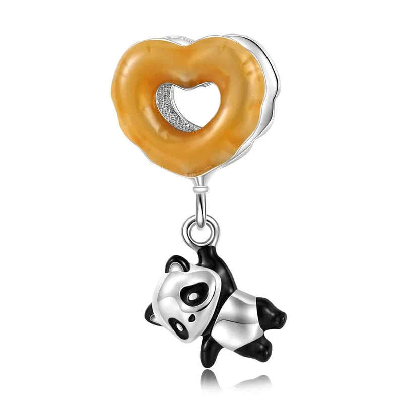 Dangling Panda & Orange Heart Charm