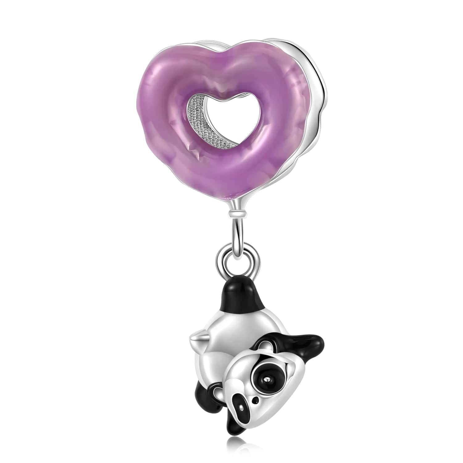 Dangling Panda Heart Charm Trio