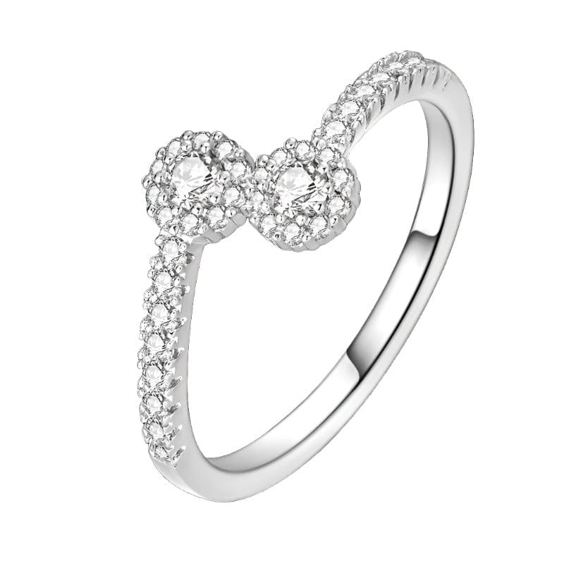 Double Cluster Crystal Band Ring