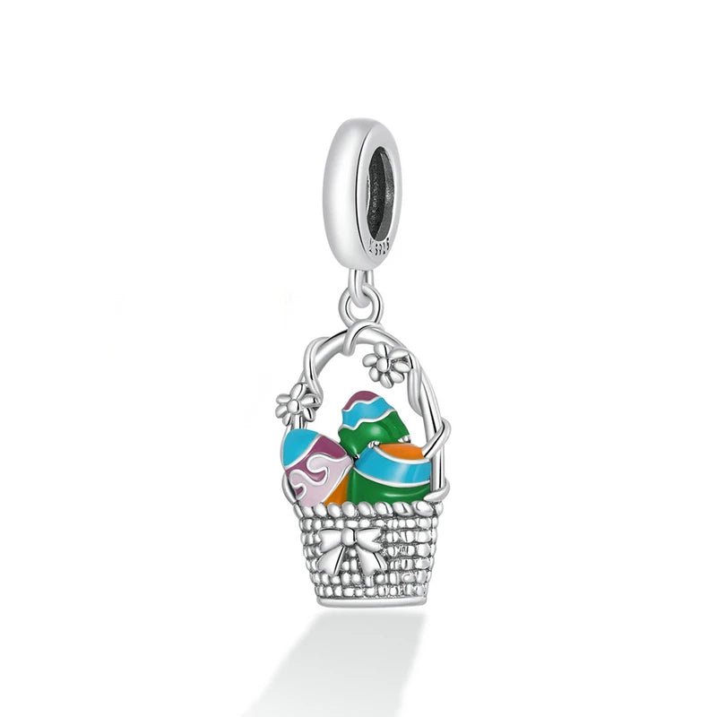 Easter Basket with Colorful Eggs Dangle Charm