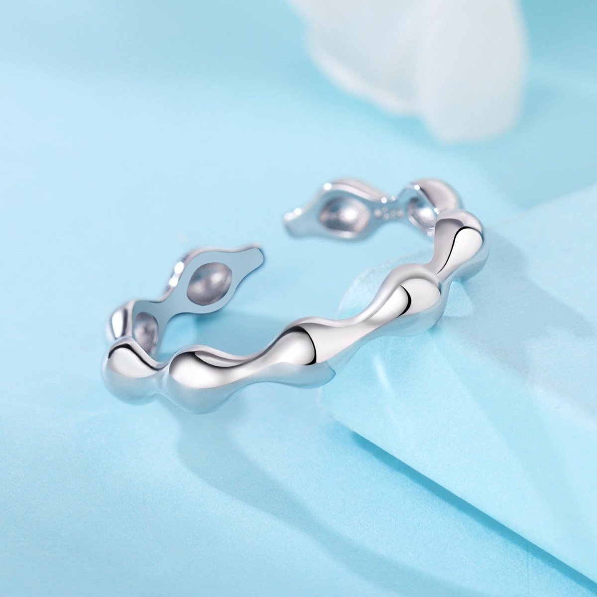 Elegant Ripple Sterling Silver Adjustable Band