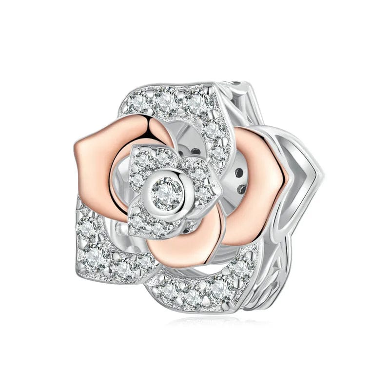 Elegant Rose Gold Bloom with Sparkling Crystal Petals Charm