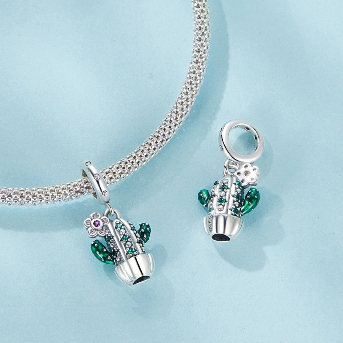 Emerald Blossom Cactus Dangle Charm