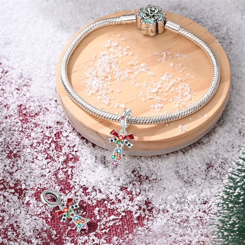 Festive Christmas Bell with Red Bow Dangle Charm
