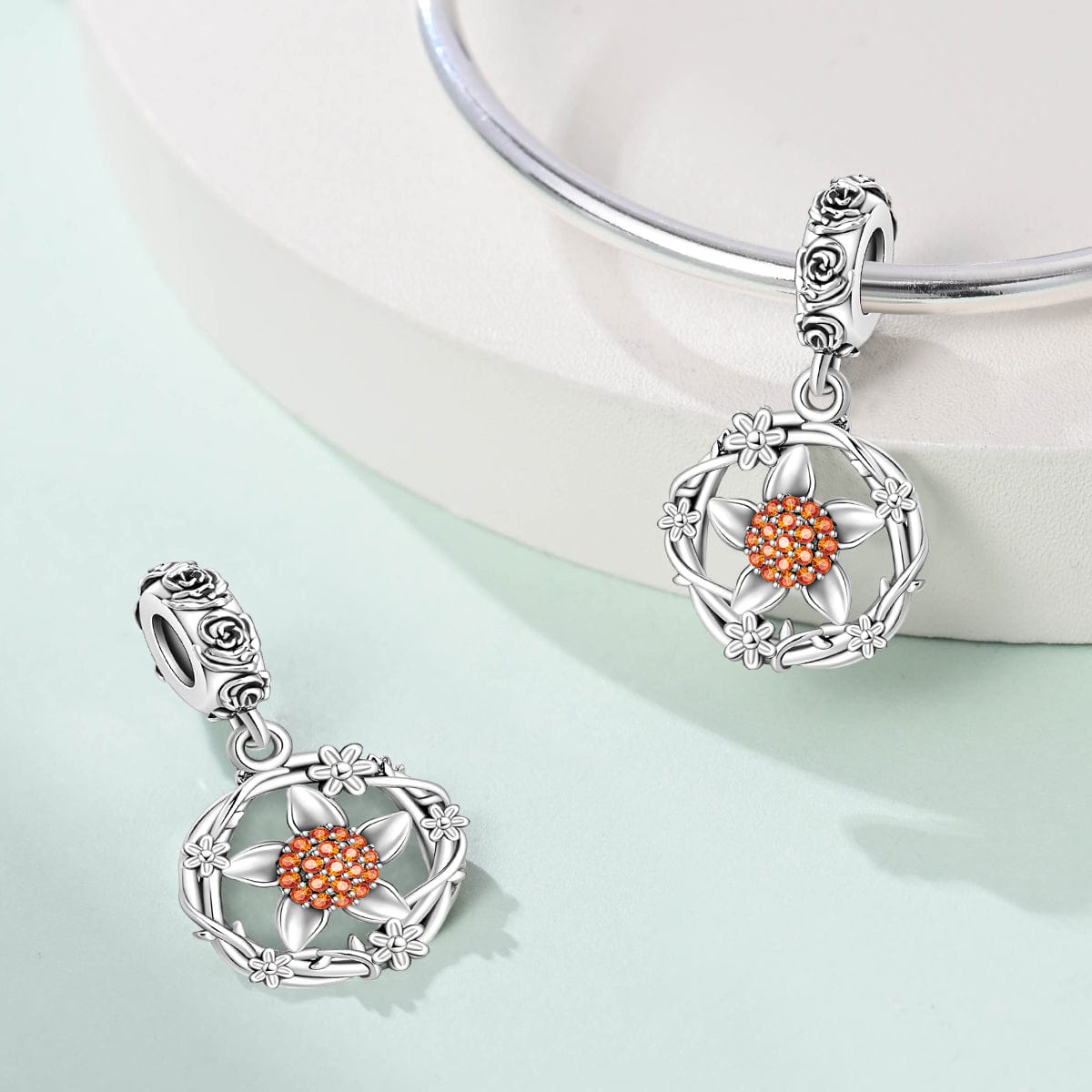 Floral Blossom Wreath Dangle Charm