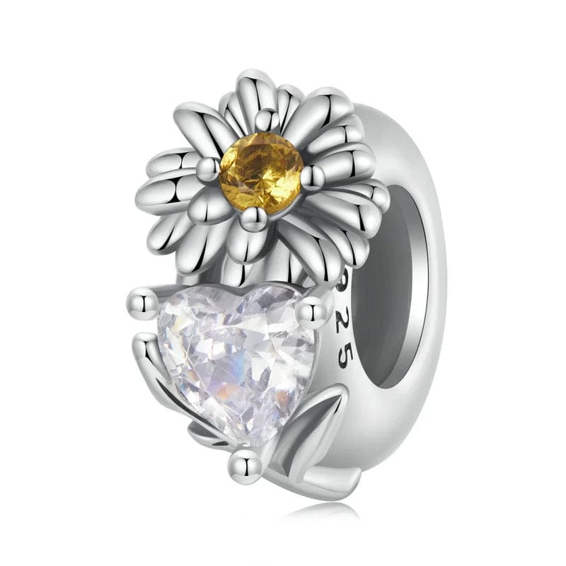 Floral Heart Birthstone Charms