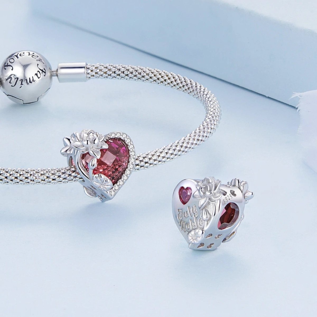 Floral Heart Crystal Birthstone Charms