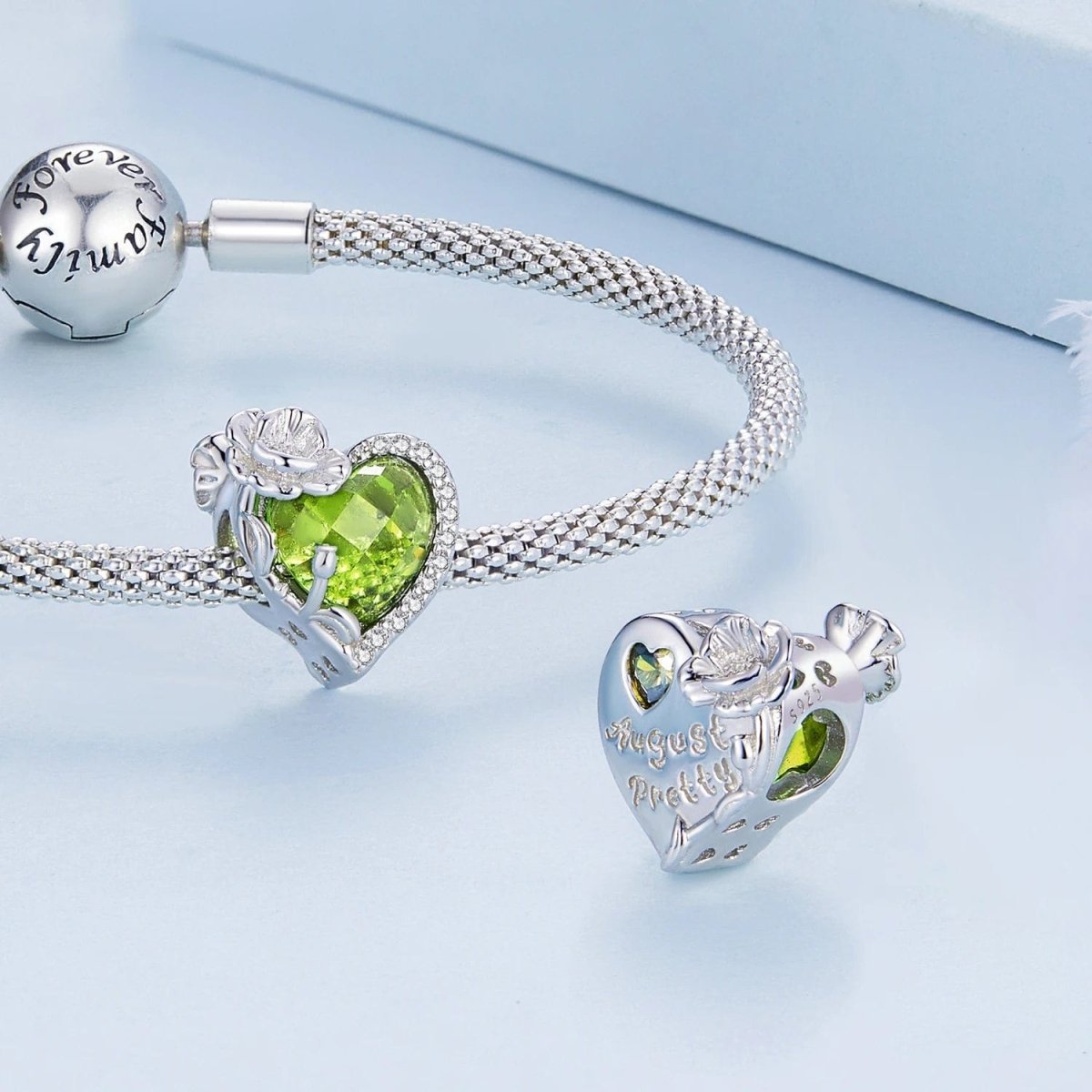 Floral Heart Crystal Birthstone Charms