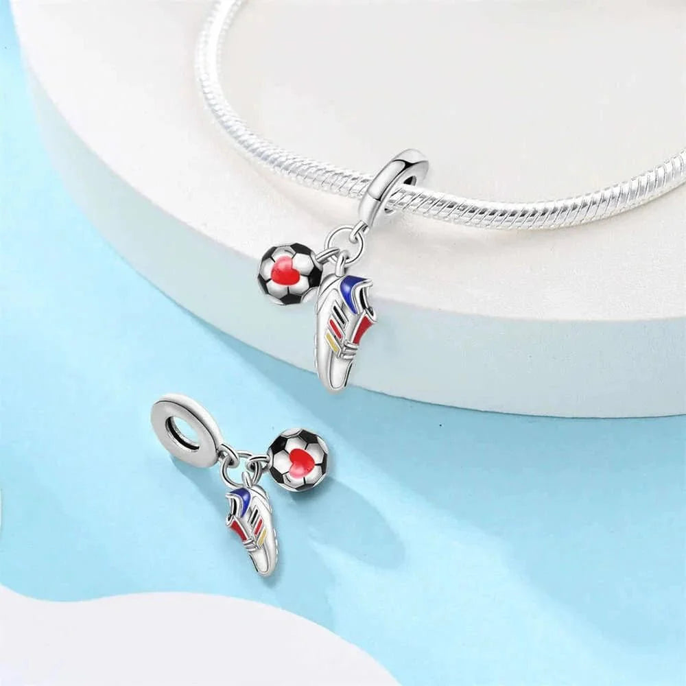 Football Shoe & Ball Dangle Charm