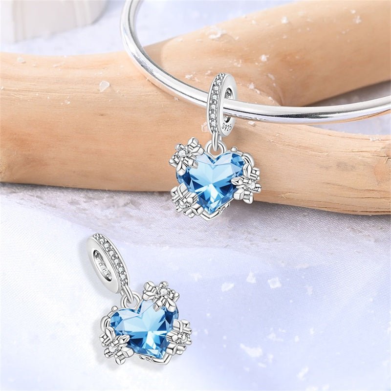 Frozen Heart Snowflake Dangle Charm