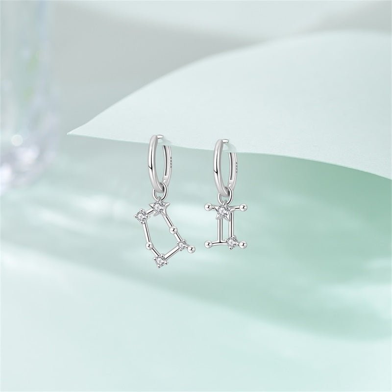 Gemini Constellation Zodiac Hoop Earrings