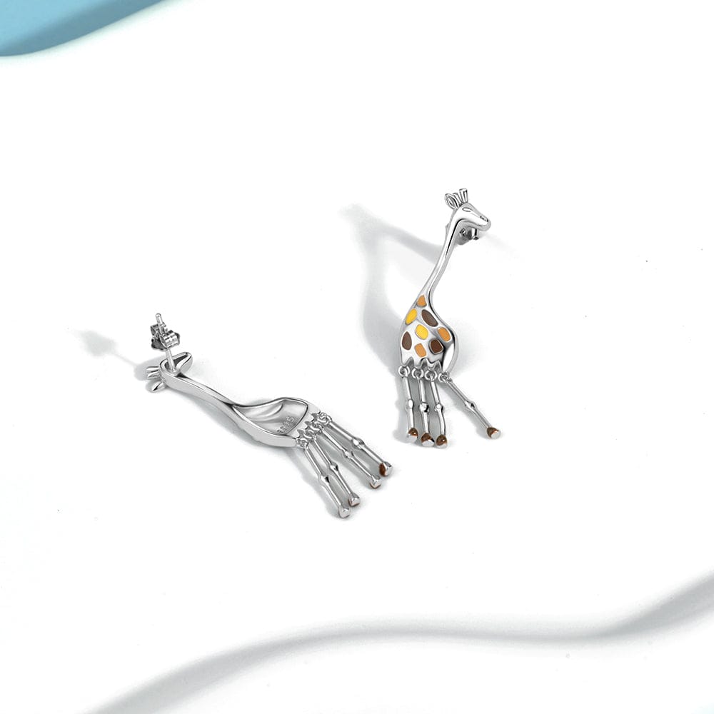 Giraffe Drop Earrings with Enamel Details
