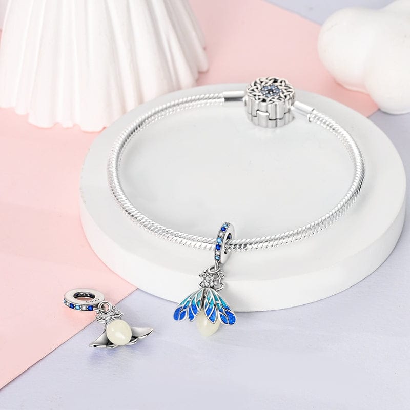 Glow-in-the-dark Blue Firefly Dangle Charm