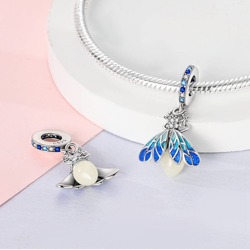 Glow-in-the-dark Blue Firefly Dangle Charm