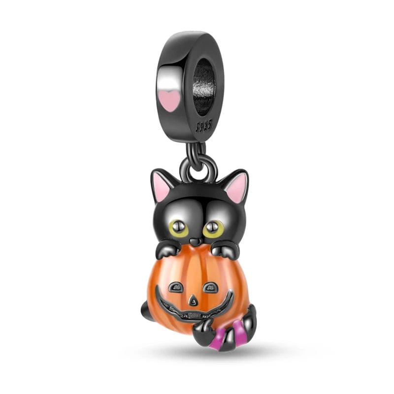 Glow in the Dark Luminous Cat with Pumpkin Dangle Charm