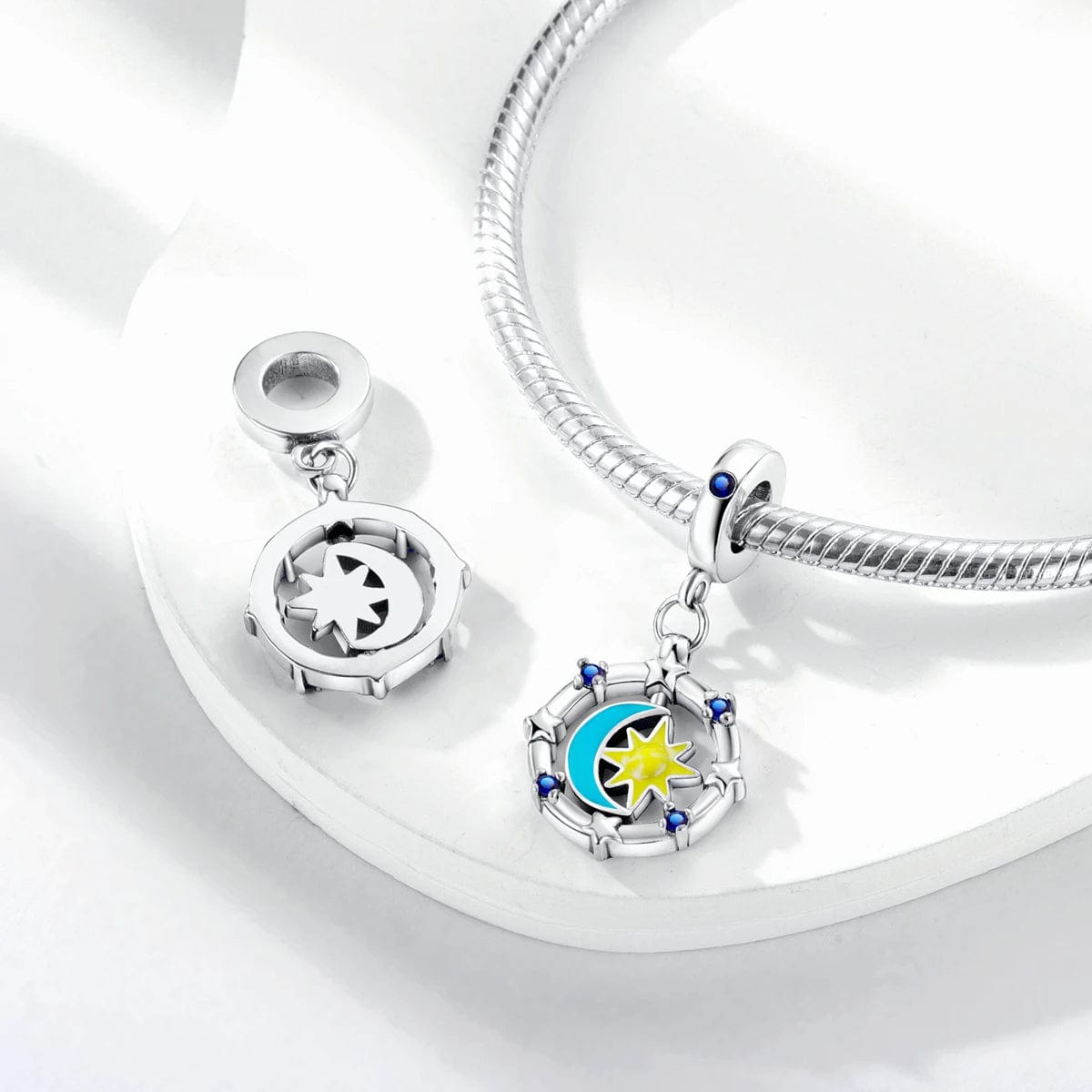 Glow in the Dark Luminous Moon and Sun Spinner Dangle Charm